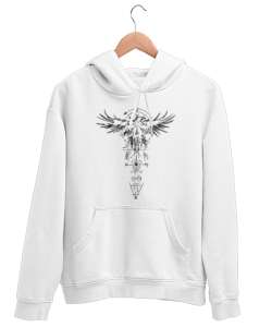 CELTİC RÜN Beyaz Unisex Kapşonlu Sweatshirt