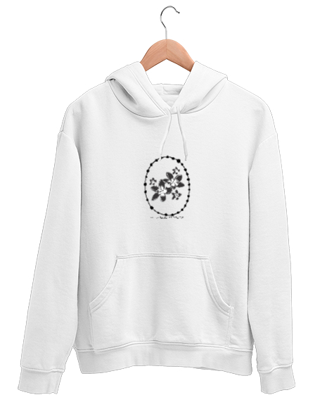 Tisho - çerçeveli çiçek baskısı Beyaz Unisex Kapşonlu Sweatshirt