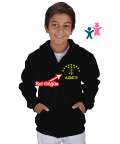 Çerkes Bayrağı, adiga bayrağı,Çerkes logosu. Çocuk Kapüşonlu Hoodie Fermuarlı