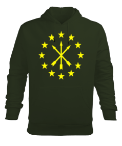 Çerkes Bayrağı, adiga bayrağı,Çerkes logosu. Erkek Kapüşonlu Hoodie Sweatshirt