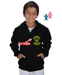 Çerkes Bayrağı, adiga bayrağı,Çerkes logosu. Siyah Çocuk Kapüşonlu Hoodie Fermuarlı