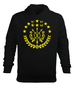 Çerkes Bayrağı, adiga bayrağı,Çerkes logosu. Siyah Erkek Kapüşonlu Hoodie Sweatshirt