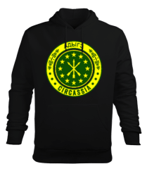 Çerkes Bayrağı, adiga bayrağı,Çerkes logosu. Siyah Erkek Kapüşonlu Hoodie Sweatshirt