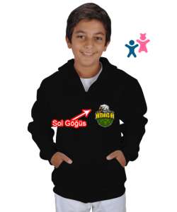 Çerkes Bayrağı,Kafkas,adiga bayrağı,Çerkes logosu. Siyah Çocuk Kapüşonlu Hoodie Fermuarlı