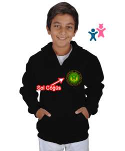 Çerkes Bayrağı,Kafkas,adiga bayrağı,Çerkes logosu. Siyah Çocuk Kapüşonlu Hoodie Fermuarlı