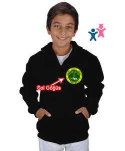 Çerkes Bayrağı,Kafkas,adiga bayrağı,Çerkes logosu. Siyah Çocuk Kapüşonlu Hoodie Fermuarlı