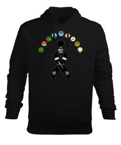 Çerkes,abhazya, Kafkas,karaçay çerkesya,kabardino balkarya,Kuzey Osetya,İnguşetya,çeçenistan,Dağısta Siyah Erkek Kapüşonlu Hoodie Sweatshirt