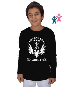 Çerkes,Kafkas,Çerkes Bayrağı, adiga logosu. Çocuk Unisex Uzunkollu