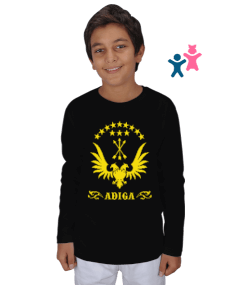 Çerkes,Kafkas,Çerkes Bayrağı, adiga logosu. Çocuk Unisex Uzunkollu