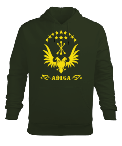 Çerkes,Kafkas,Çerkes Bayrağı, adiga logosu. Erkek Kapüşonlu Hoodie Sweatshirt