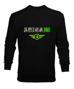 Çerkes,Kafkas,Çerkes Bayrağı,Adygea,adiga logosu. Siyah Erkek Sweatshirt