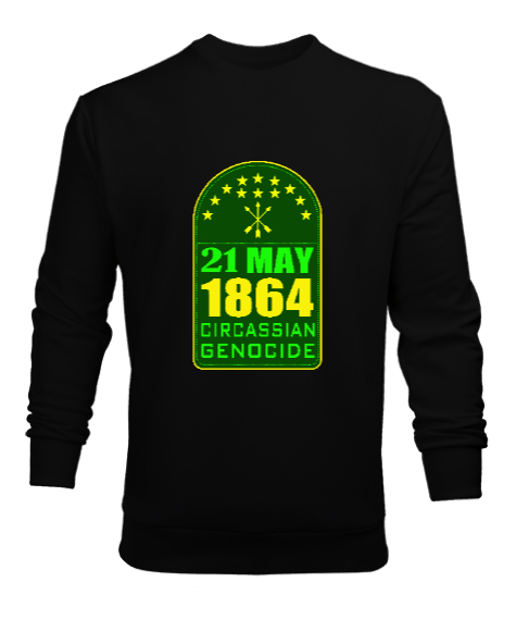 Tisho - Çerkes,Kafkas,Çerkes Bayrağı,Adygea,adiga logosu. Siyah Erkek Sweatshirt