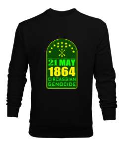 Çerkes,Kafkas,Çerkes Bayrağı,Adygea,adiga logosu. Siyah Erkek Sweatshirt