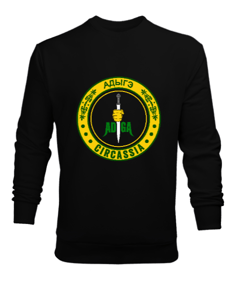 Tisho - Çerkes,Kafkas,Çerkes Bayrağı,Adygea,adiga logosu. Siyah Erkek Sweatshirt