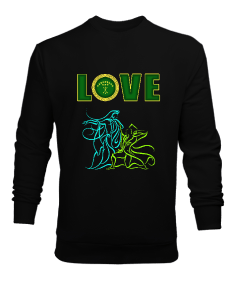 Tisho - Çerkes,Kafkas,Çerkes Bayrağı,Adygea,adiga logosu. Siyah Erkek Sweatshirt