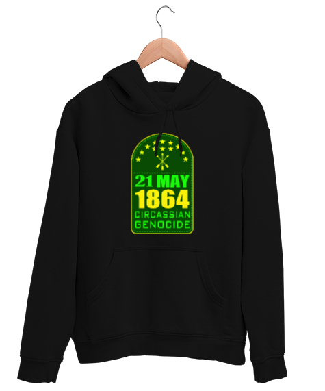 Tisho - Çerkes,Kafkas,Çerkes Bayrağı,Adygea,adiga logosu. Siyah Unisex Kapşonlu Sweatshirt