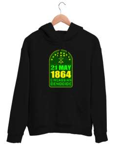 Çerkes,Kafkas,Çerkes Bayrağı,Adygea,adiga logosu. Siyah Unisex Kapşonlu Sweatshirt