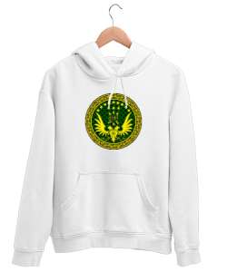 Çerkez - Adige Arma Bayrak - Çerkes Beyaz Unisex Kapşonlu Sweatshirt