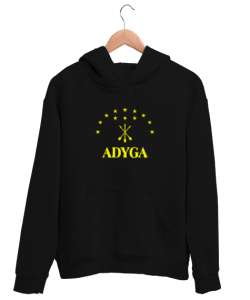 Çerkez - Adige Arma Bayrak - Çerkes Siyah Unisex Kapşonlu Sweatshirt