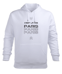 CEST LA VIE PARIS Beyaz Erkek Kapüşonlu Hoodie Sweatshirt