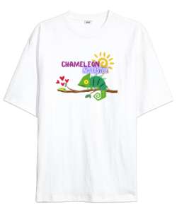 CHAMELEON Beyaz Oversize Unisex Tişört