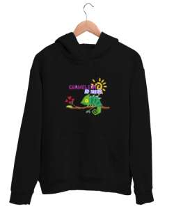 CHAMELON Siyah Unisex Kapşonlu Sweatshirt