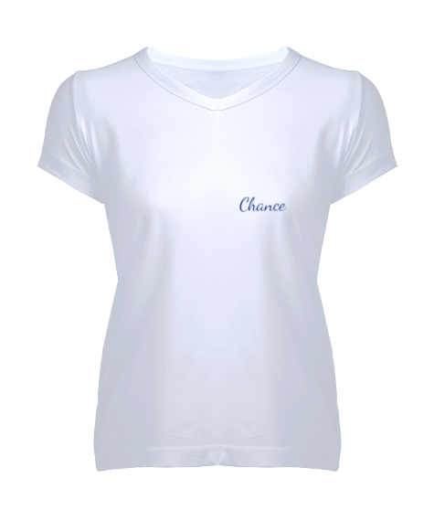 Tisho - Chance Beyaz Kadın V Yaka Tişört