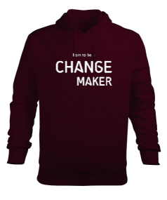 Change Maker Bordo TiNCiR Erkek Kapüşonlu Hoodie Sweatshirt