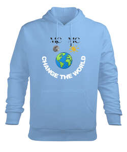 Change The World Series-1 Buz Mavisi Erkek Kapüşonlu Hoodie Sweatshirt