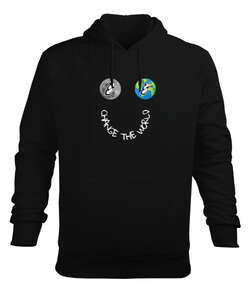 Change The World Series-4 Siyah Erkek Kapüşonlu Hoodie Sweatshirt