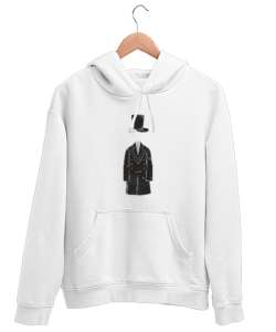 Chaplin 01 Beyaz Unisex Kapşonlu Sweatshirt