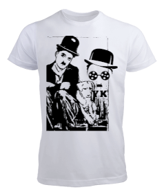 Charlie Chaplin beyaz Erkek Tişört