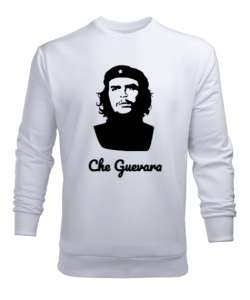 Che Guevara Yazılı Siluet Beyaz Erkek Sweatshirt