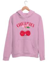 Cherries Pembe Unisex Kapşonlu Sweatshirt - Thumbnail