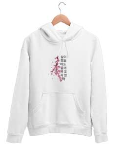 cherry flow Beyaz Unisex Kapşonlu Sweatshirt