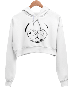 Cherry Kadın Crop Hoodie Kapüşonlu Sweatshirt