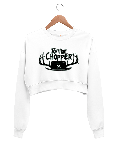 Tisho - Chopper Beyaz Kadın Crop Sweatshirt