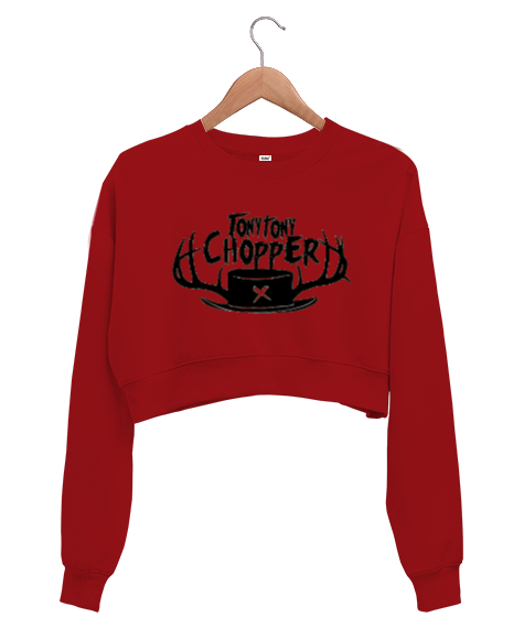 Tisho - Chopper Kırmızı Kadın Crop Sweatshirt