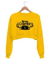 Chopper Sarı Kadın Crop Sweatshirt - Thumbnail