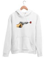 Çiçek Atan Silah - Silaha Hayır - Gun Beyaz Unisex Kapşonlu Sweatshirt - Thumbnail