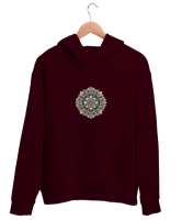 çiçek Bordo Unisex Kapşonlu Sweatshirt - Thumbnail