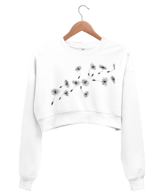 ÇİÇEK DESEN Kadın Crop Sweatshirt