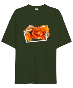 Çiçek desenli Oversize Unisex Tişört