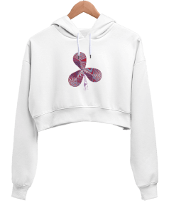 Çiçek Kadın Crop Hoodie Kapüşonlu Sweatshirt