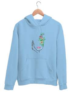 çiçek yüz Buz Mavisi Unisex Kapşonlu Sweatshirt