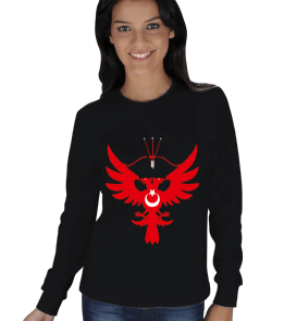 ÇİFT BAŞLI SELÇUKLU ARMASI BASKILI KADIN SWEATSHIRT