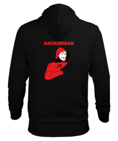 Çift Taraflı Hackerman - Siyah Erkek Kapüşonlu Hoodie Sweatshirt