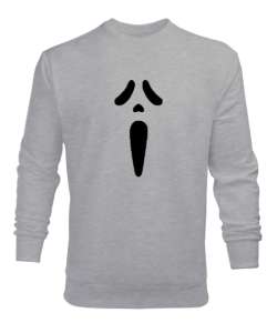 Çığlık Maske - Scream Gri Erkek Sweatshirt