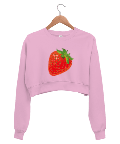 çilek kadın crop sweatshirt Kadın Crop Sweatshirt