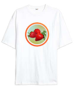 Çilek - Strawberry Beyaz Oversize Unisex Tişört